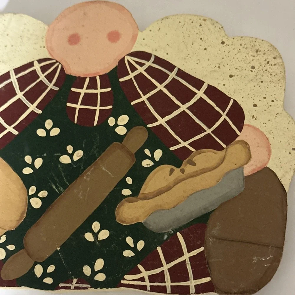 Handcrafted Wood Angel With Kitchen Utensils Sitter Driving Cottagecore Sitter